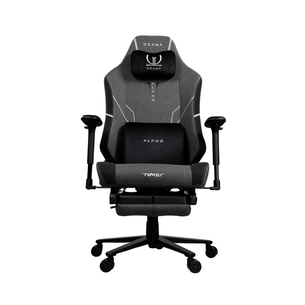 เก้าอี้เกมมิ่ง OZAMA ภายใต้แบรนด์ TENGUGAMINGGEARS รุ่น ALPHA TITAN FABRIC (CH-APT-F-BKF) สีดำ เบาะผ้า มีที่พักเท้า_0